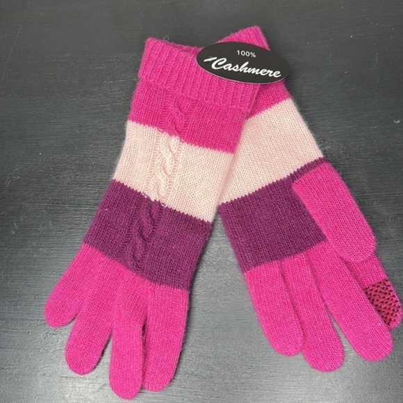 Portolano Striped Cashmere Striped Tech Gloves, OS NWT - Picture 3 of 3